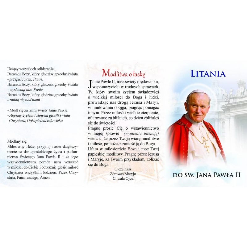 Folder składany Litania do Św. Jana Pawła II