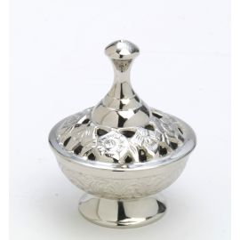 Kadzielniczka domowa srebrna, niklowana z pokrywką - 8,5 cm