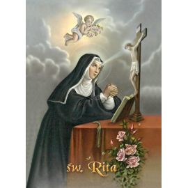 Święta Rita - Ikona dwustronna z modlitwą format A5