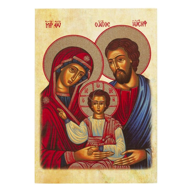 Święta Rodzina - Ikona dwustronna z modlitwą format A5 (brokat)