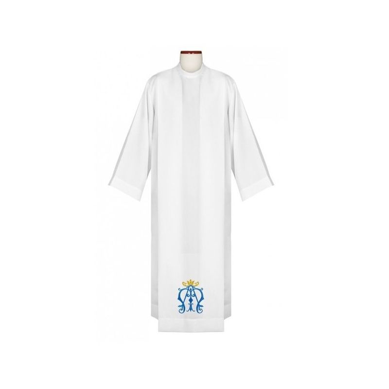 Alba kapłańska haftowany emblemat maryjny