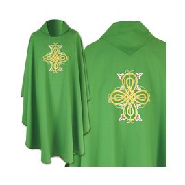 Ornat gotycki zielony haftowany - tkanina gładka (37)