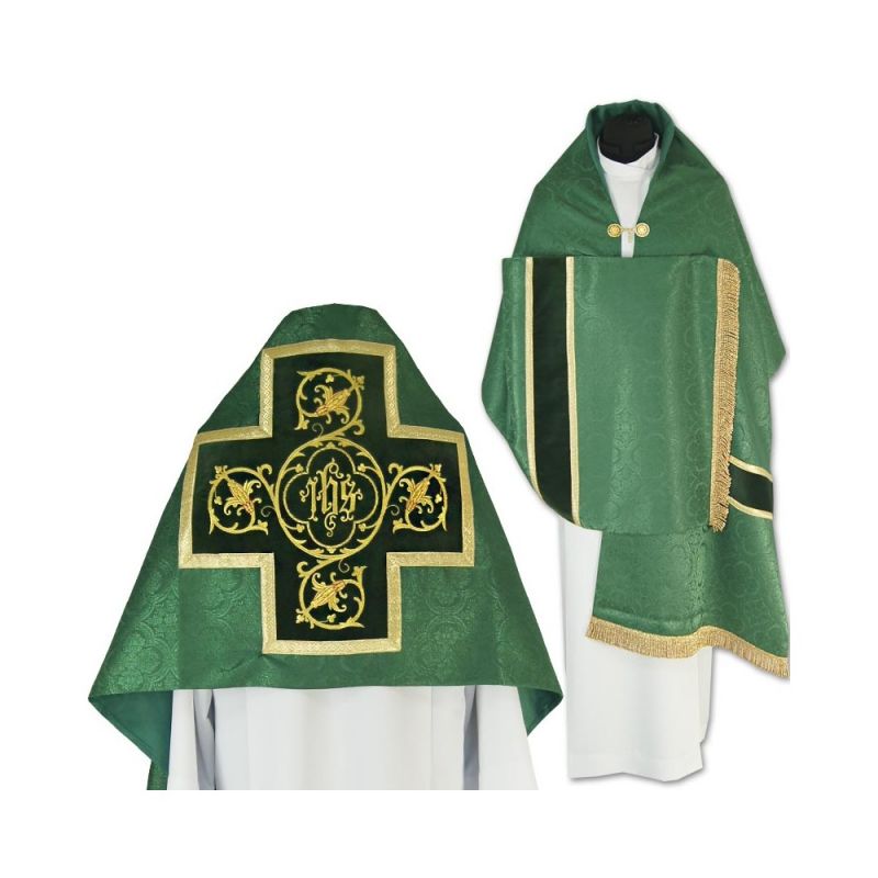 Welon liturgiczny zielony z frędzlami (39)