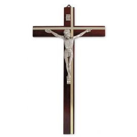 Krzyż drewniany inkrustowany metalem (1)