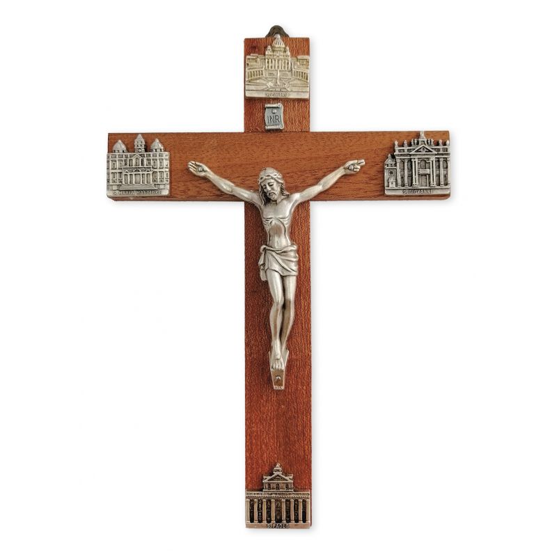 Krzyż drewniany z wizerunkami bazylik rzymskich