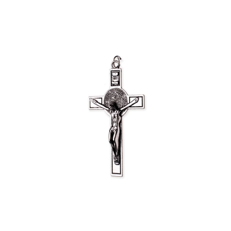 Krzyżyk - św. Benedykt metalowy (kolor srebrny)