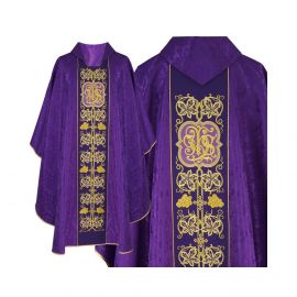 Ornat gotycki fioletowy haftowany - tkanina żakard (52)