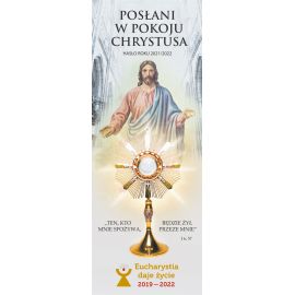 Baner na Rok Duszpasterski 2021/2022 "Posłani w pokoju Chrystusa" 75x200 cm (2)
