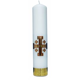 Świeca liturgiczna z naklejką - Krzyż Jerozolimski