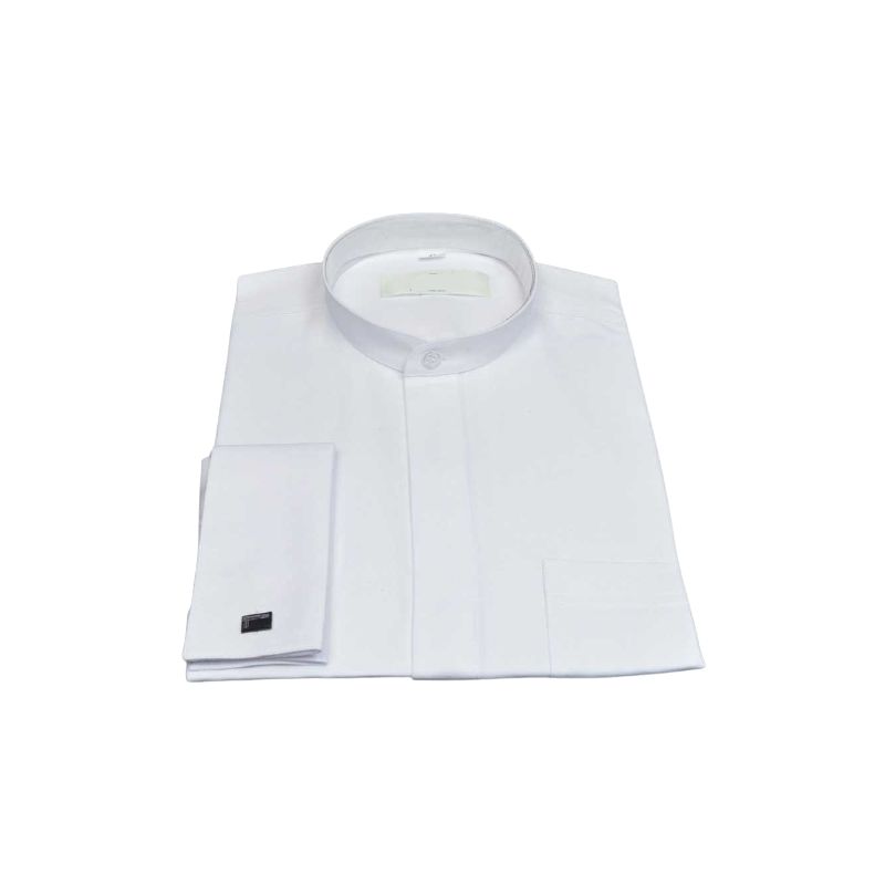 Biała koszula pod sutannę (spinki) - mała stójka