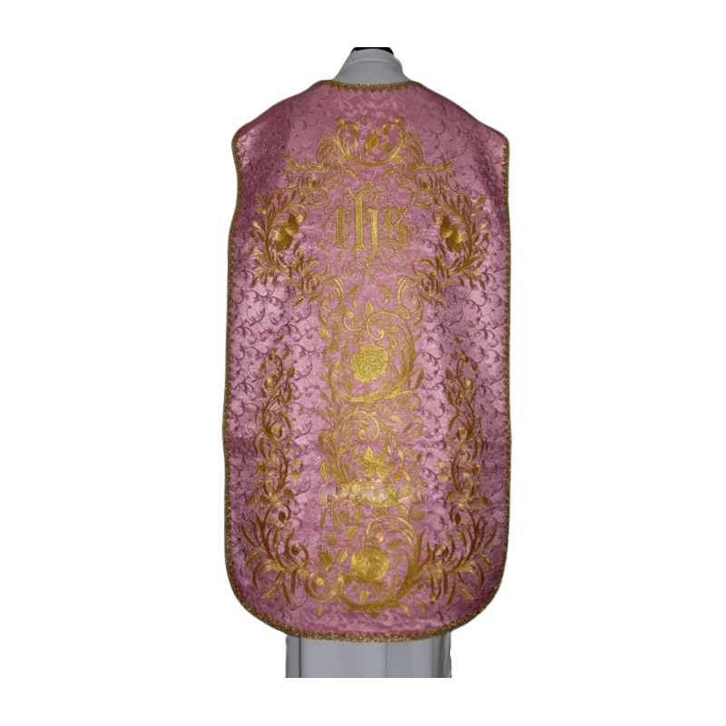 Ornat rzymski różowy haftowany IHS (69)