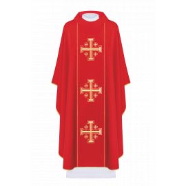 Ornat haftowany Krzyże Jerozolimskie - czerwony (H8)