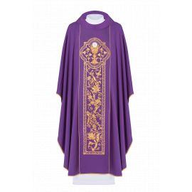 Ornat haftowany z symbolem kielicha eucharystycznego - fioletowy (H12)