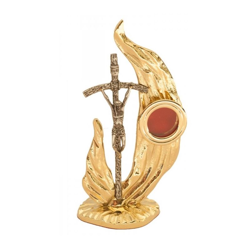Relikwiarz mosiężny, złocony 22 cm - papieski (8S)