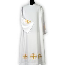 Alba kapłańska haftowana, krzyże jerozolimskie (14)