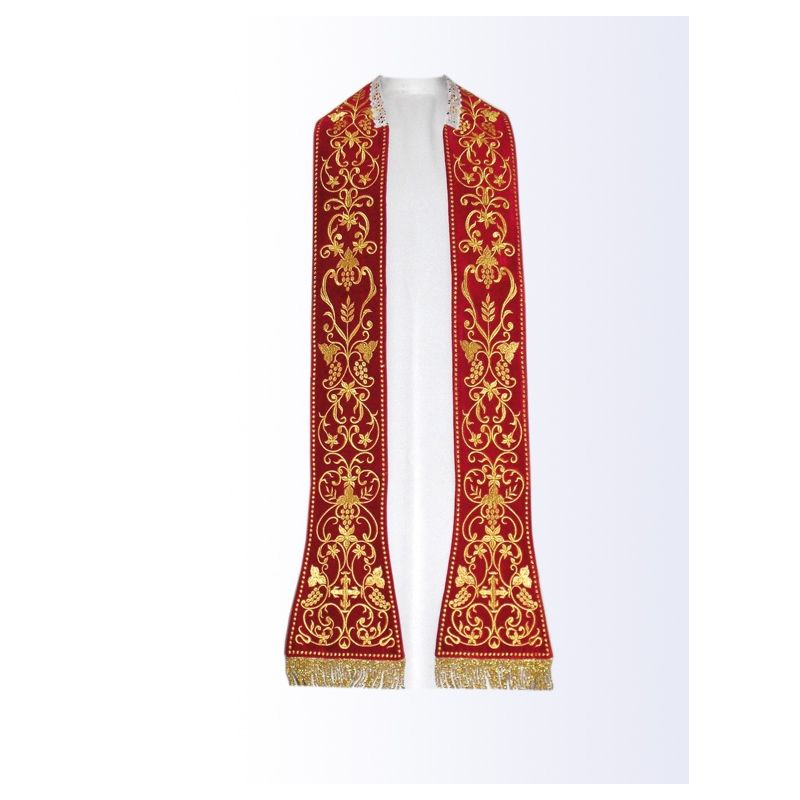 Stuła rzymska haftowana - materiał aksamit- kolory liturgiczne