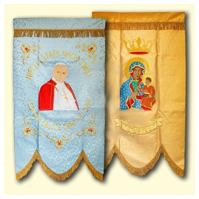 Chorągiew haftowana -  Święty Jan Paweł II