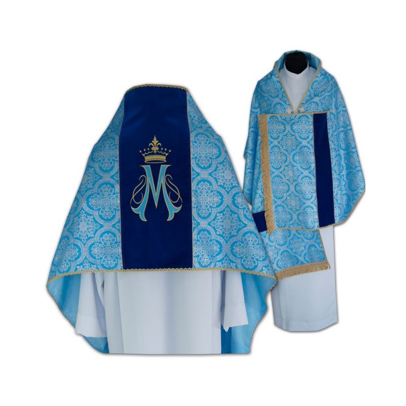 Welon liturgiczny Maryjny haftowany, pas aksamit (15)