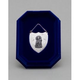 Ryngraf srebrny z wizerunkiem Matki Bożej Częstochowskiej - 4 cm.