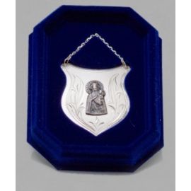 Ryngraf srebrny z wizerunkiem Matki Bożej Ostrobramskiej - 5 cm.