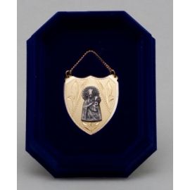 Ryngraf złocony z wizerunkiem Matki Bożej Częstochowskiej - 4 cm.