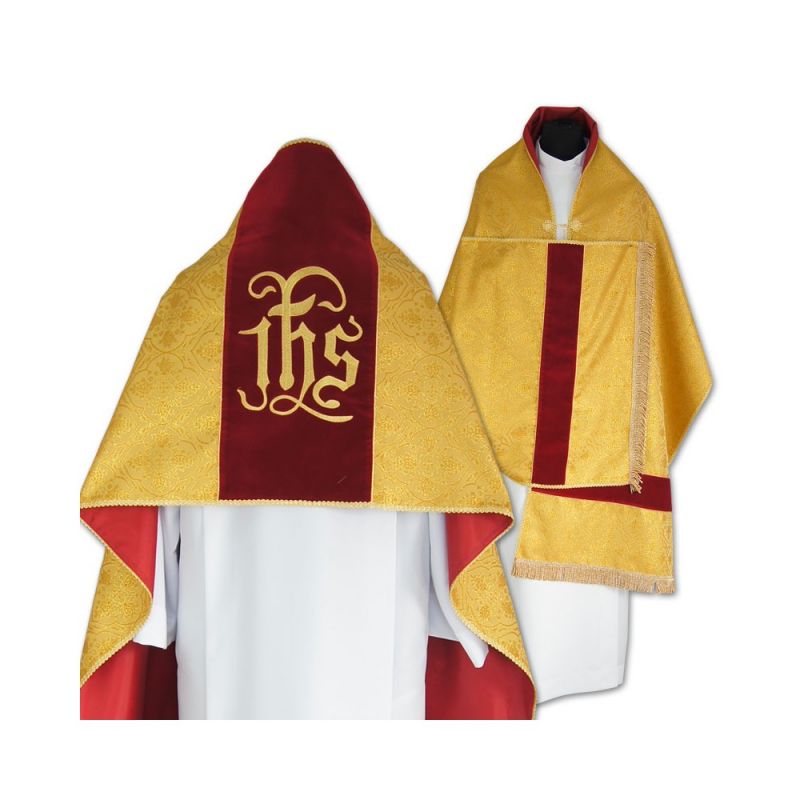 Welon liturgiczny aksamit - złoty IHS (31)