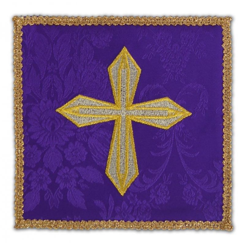 Palka haftowana fioletowa - złoty krzyż (1)