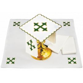 Bielizna kielichowa zielony krzyż - haft