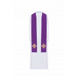 Stuła haftowana Krzyż Jerozolimski - kolory liturgiczne (46)