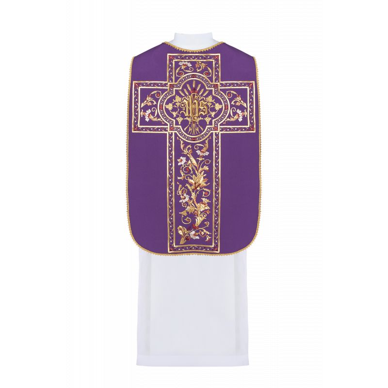 Ornat rzymski haftowany IHS - kolory liturgiczne (40)