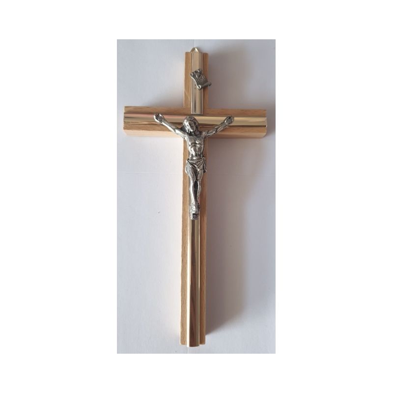Krzyż drewniany na ścianę - 8 cm x 16 cm, jasny brąz (5)