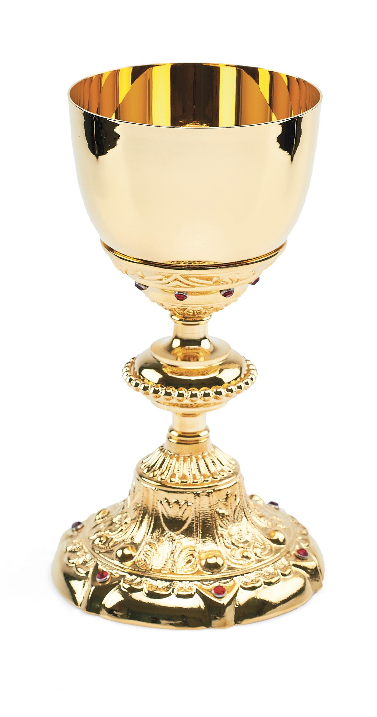 Kielich barokowy z imitacją rubinów 22 cm - KIELICHY MSZALNE - Nowość