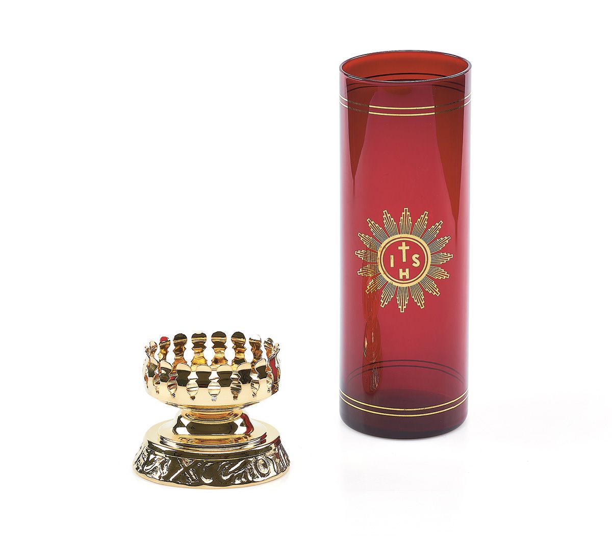 Lampka wieczna oliwna z wkładem i dekorowaną podstawą (1) - LAMPKI WIECZNE - Nowość