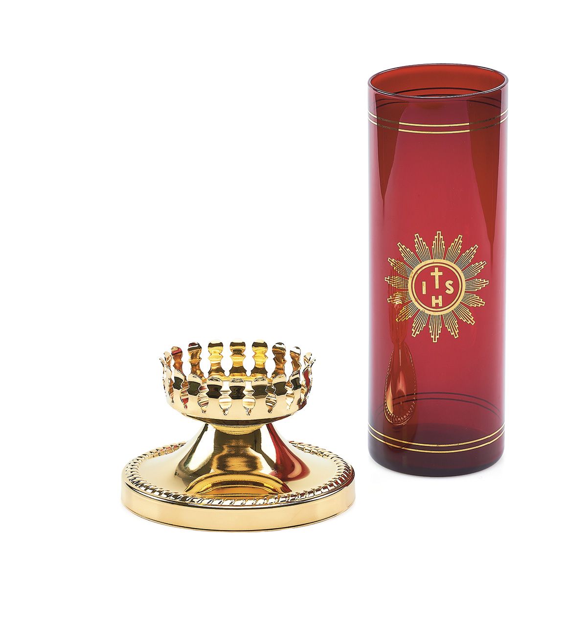 Lampka wieczna oliwna z wkładem i dekorowaną podstawą (2) - LAMPKI WIECZNE - Nowość