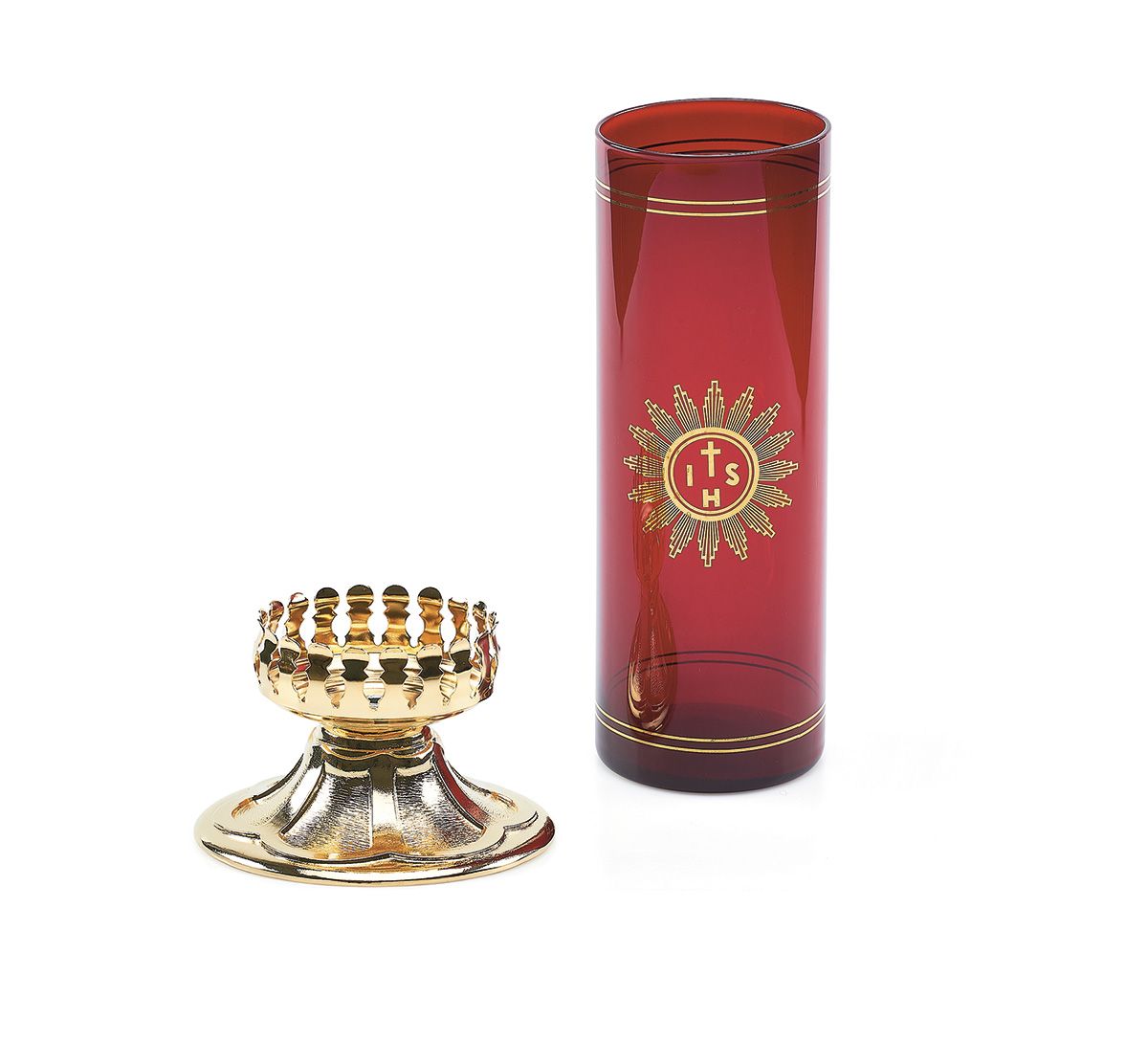 Lampka wieczna oliwna z wkładem i dekorowaną podstawą (3) - LAMPKI WIECZNE - Nowość