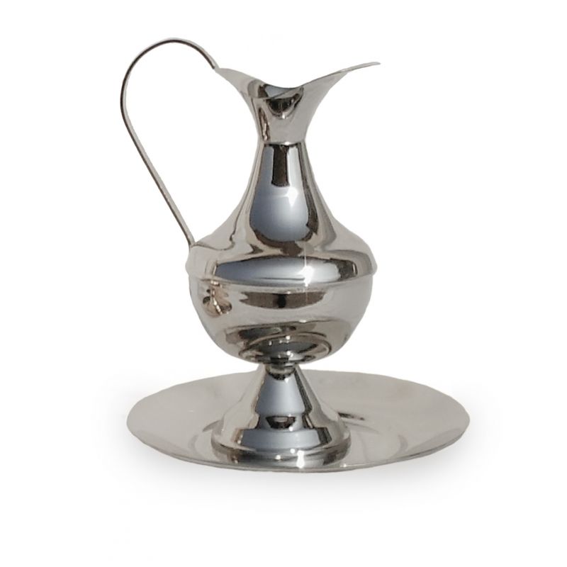 Dzbanek z misą, nikiel polerowany - 19 cm (1) - KOMPLET DO MYCIA RĄK/ KOMPLET DO LAWABO - Dzbanek z misą, nikiel polerowany - 19 cm (1)