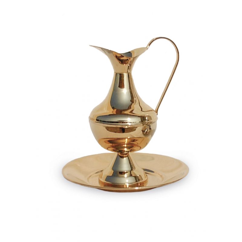 Dzbanek z misą, polerowany, złocony - 19 cm (2) - KOMPLET DO MYCIA RĄK/ KOMPLET DO LAWABO - Dzbanek z misą, polerowany, złocony - 19 cm (2)