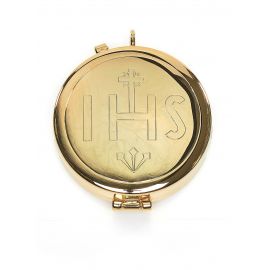 Cyborium mosiężne z napisem IHS (5,4x1,8 cm) - CYBORIA