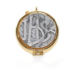 Cyborium z mosiądzu, pozłacane - IHS, kłos pszenicy - CYBORIA