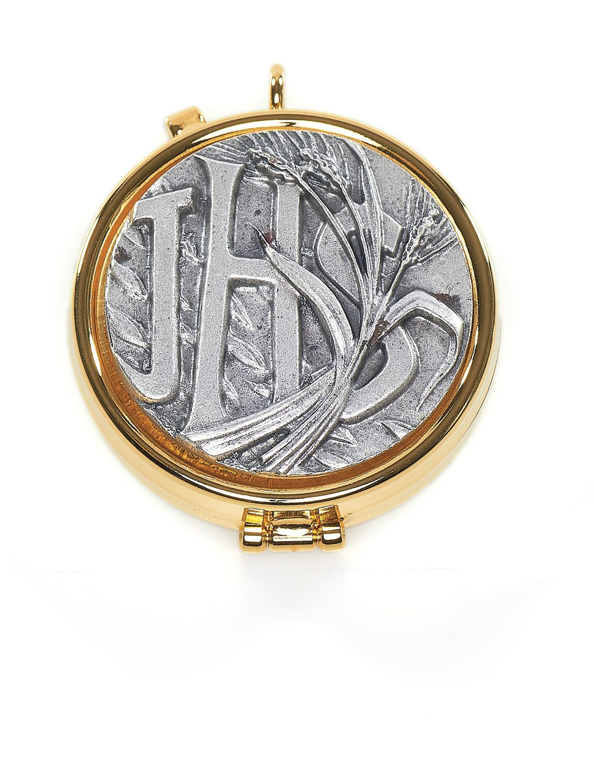 Cyborium z mosiądzu, pozłacane - IHS, kłos pszenicy - CYBORIA - Nowość