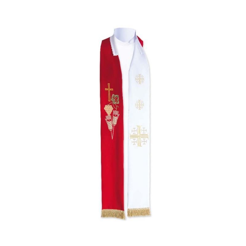 Stuła kapłańska dwustronna krzyż, kłosy (K6) - EUCHARYSTYCZNE - Stuła kapłańska dwustronna krzyż, kłosy (K6)