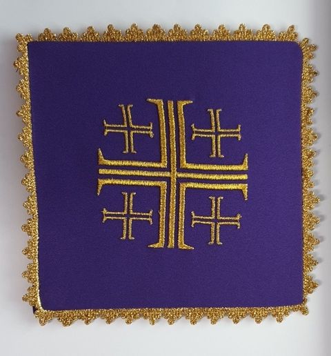 Bielizna kielichowa fiolet -  Krzyż Jerozolimski - BIELIZNA KIELICHOWA - Nowość