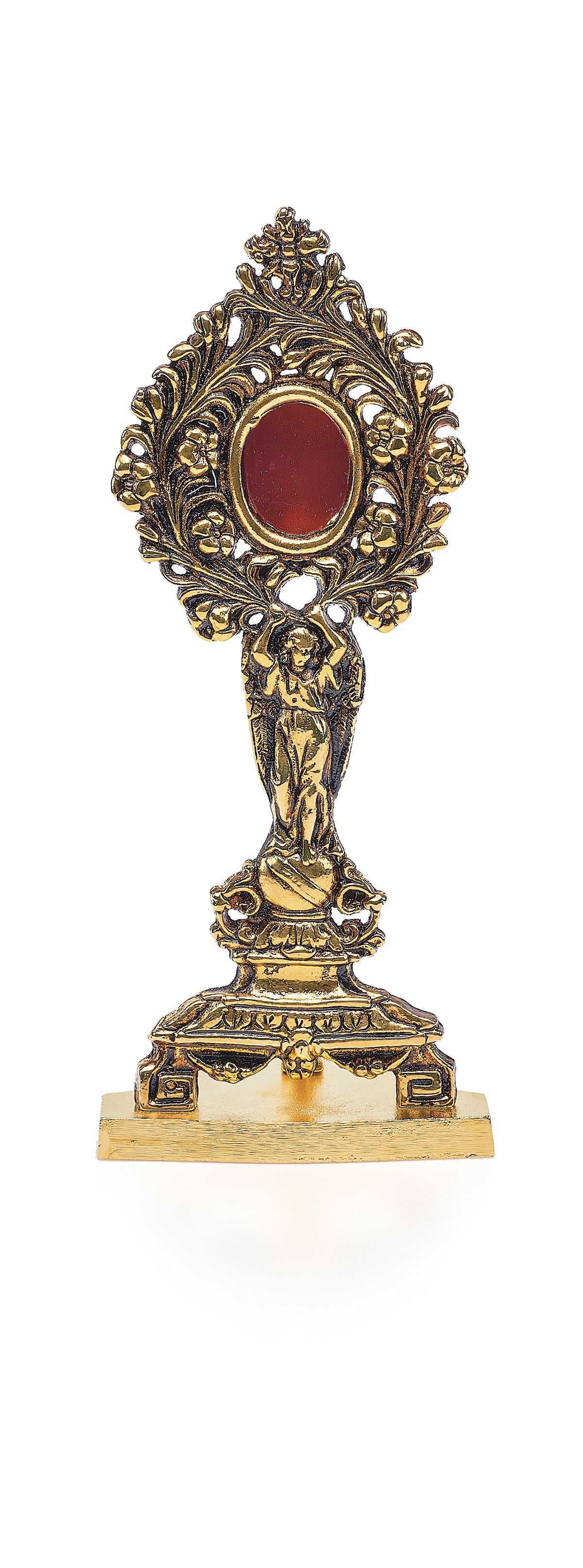 Relikwiarz z brązu, pozłacany 26 cm - RELIKWIARZE - Nowość