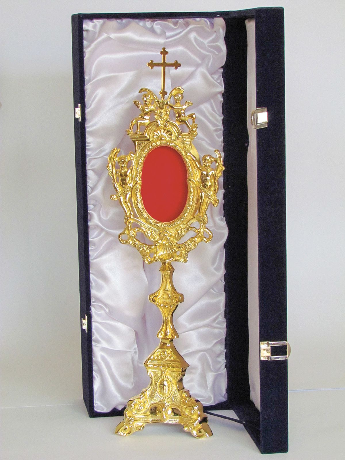 Relikwiarz złocony w eleganckim futerale 54 cm - RELIKWIARZE - zdjęcie 2 - Relikwiarz złocony w eleganckim futerale 54 cm