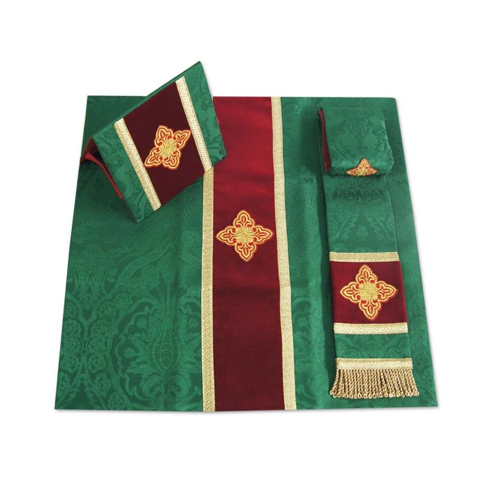 Zestaw Bursa, Manipularz i Welon na Kielich - żakard i aksamit (1) - BURSY, ZESTAWY DO CHORYCH - Nowość