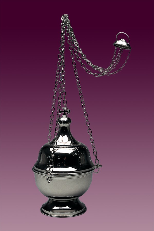 Trybularz - kadzielnica, niklowany wys. 41 cm. - TRYBULARZE, ŁÓDKI - Nowość