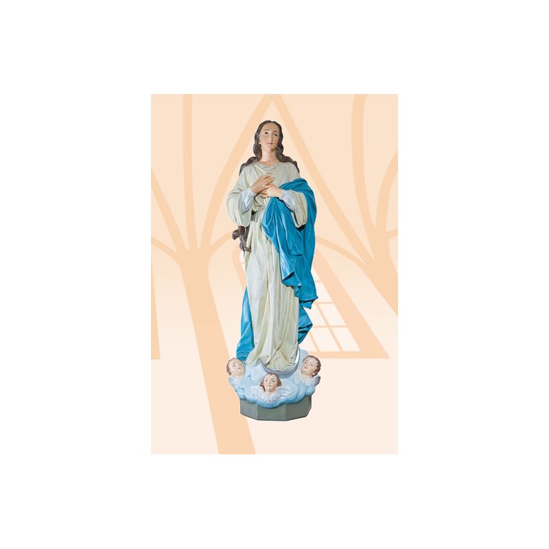 Figura Matka Boża z aniołkami kolor - 130 cm - Matka Boża z aniołkami - Figura Matka Boża z aniołkami kolor - 130 cm
