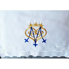 Obrus ołtarzowy haftowany - wzór maryjny (166) - OBRUSY OŁTARZOWE