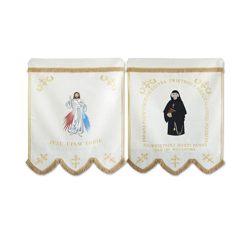 Chorągiew haftowana "Jezu ufam Tobie" - CHORĄGWIE, SZTANDARY - Nowość