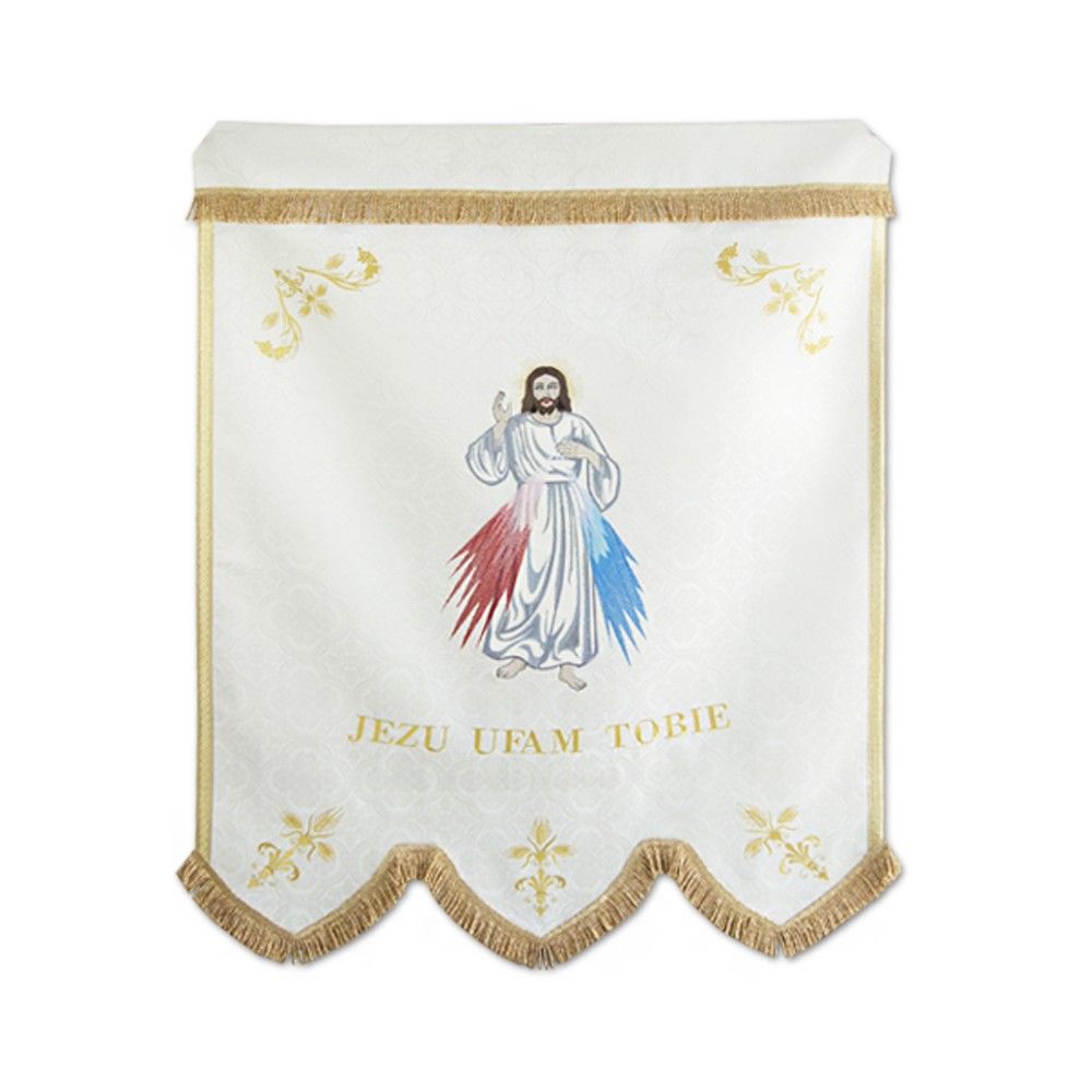 Chorągiew haftowana "Jezu ufam Tobie" - CHORĄGWIE, SZTANDARY - zdjęcie 2 - Chorągiew haftowana "Jezu ufam Tobie"
